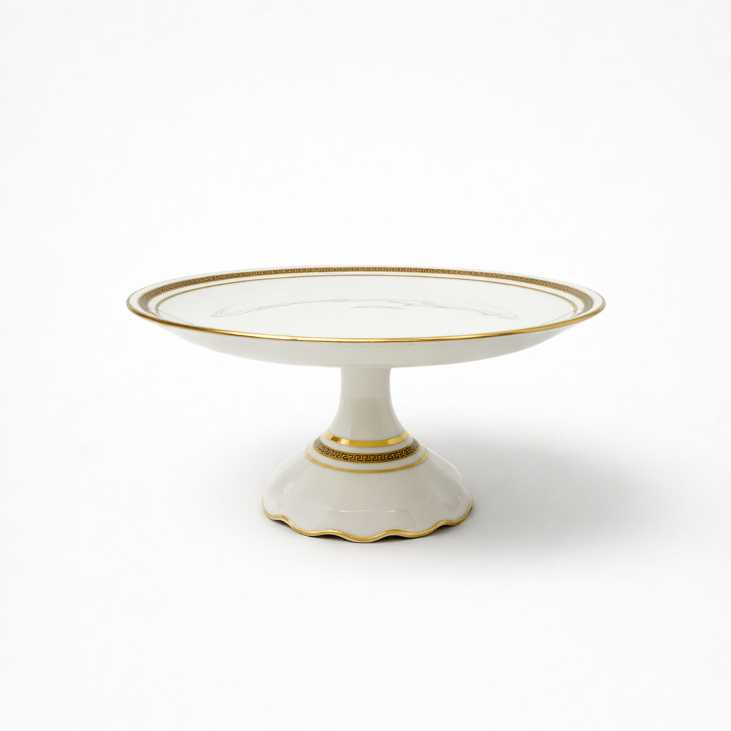 compotier en porcelaine Limoges Touze Lemaître Frères & Blancher à décor doré de frise grecque et liseré doré 12 X 24,3